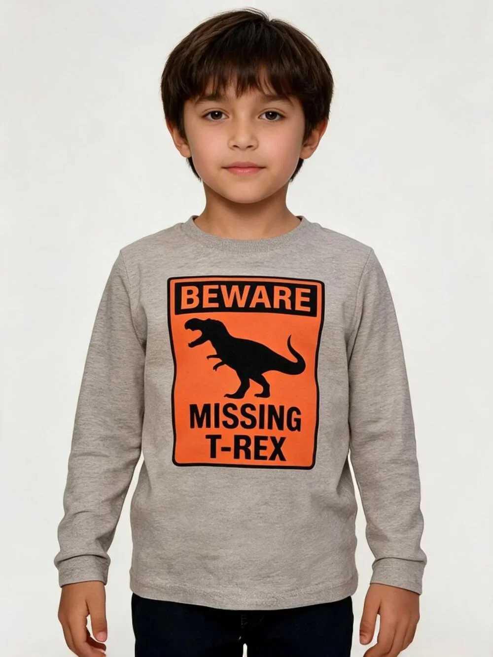OshKosh Kids Gray T‑Rex Dinosaur Long Sleeve Shirt 6